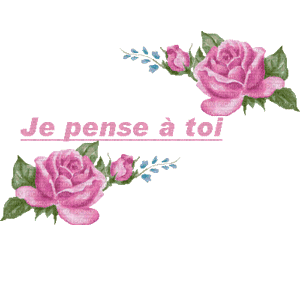 Gif animé je pense à toi roses bleues